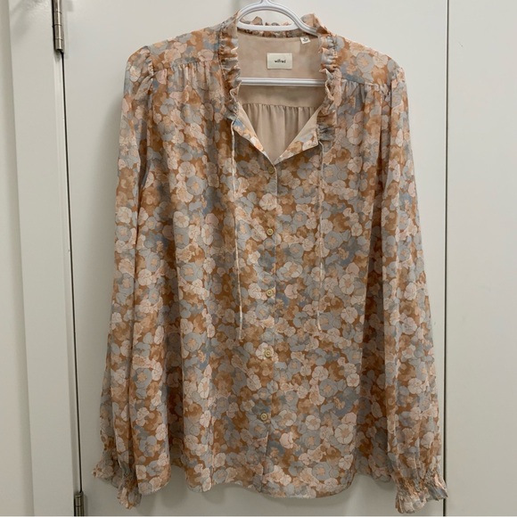 Wilfred Alexis blouse Floral Long Sleeve Blouse women’s XL summer dating blouse - Picture 2 of 16
